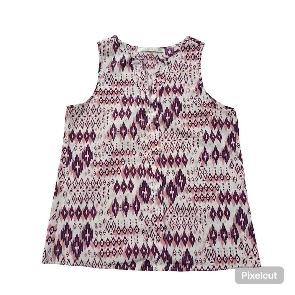 Fun 2 Fun Women's Sleeveless Geometric Print Top Size Medium